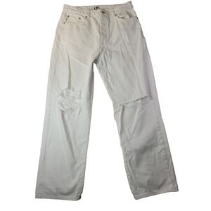 Lovers and Friends Ryan High Rise Rigid Loose Straight Distressed White Jeans 31